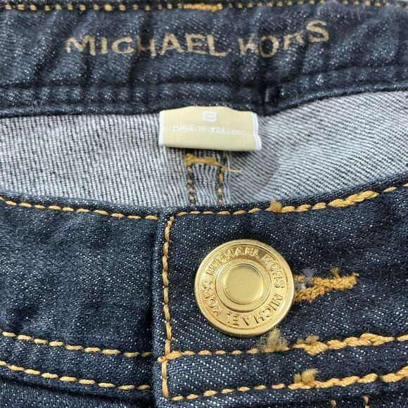 Michael Kors Dark Wash Stretch Straight Leg Embroidered MK Pockets - Picture 9 of 9